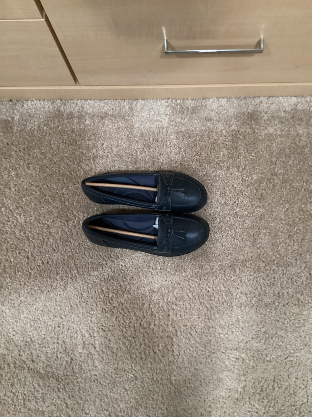 Clarks Women's Navy Slip-On Loafers with Tassel Accent